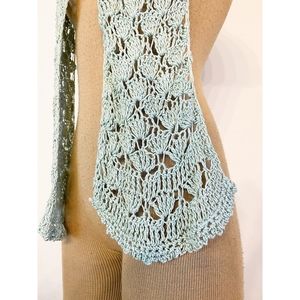 Hand Crocheted Lace Light Pastel Green Summer Scarf